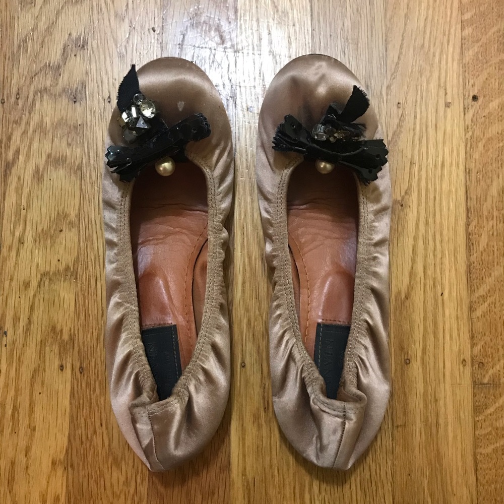 BEAUTIFUL Lanvin satin ballet jewels flats 8 shoes